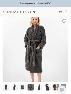 Sunday Citizen Plush Charcoal Bath Robe - Women's Cozy Wrap